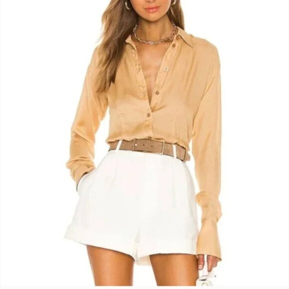 L'Académie Revolve The Bastina Top Button-Down Blouse Shirt Long Sleeve Sz L
